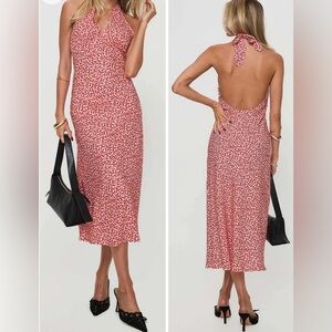 Princess Polly Danielo Red Halter Floral Print Maxi Dress